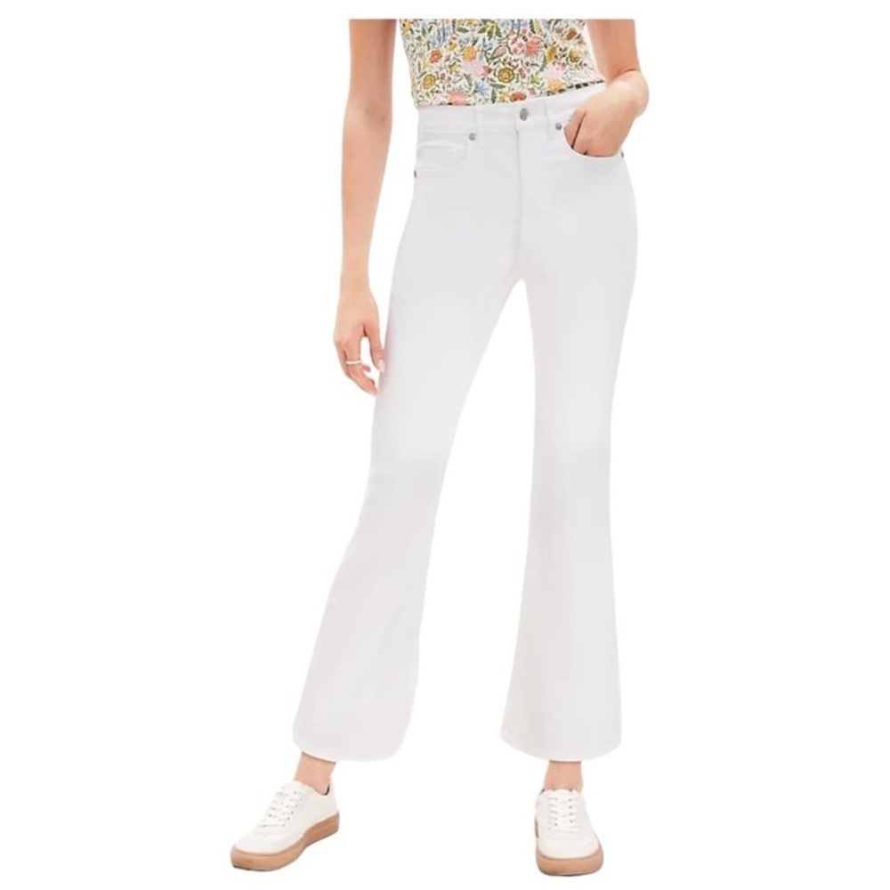 NEW NWT Loft “the kick crop high rise curvy” white denim jean kick flare bootcut